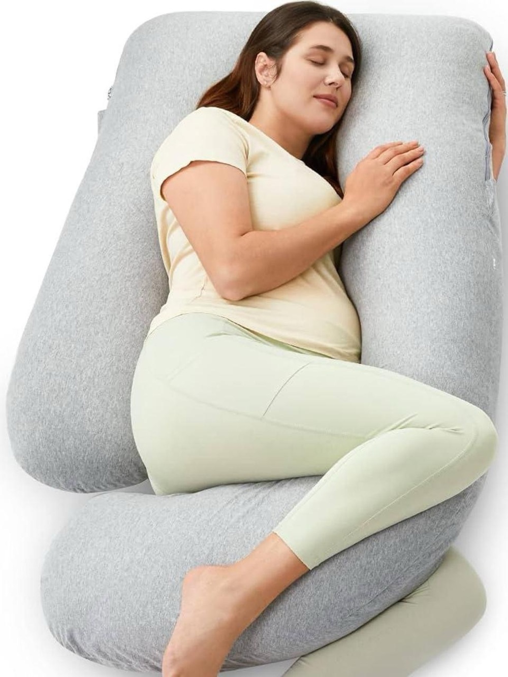 Momcozy Full Body Pregnancy Support Pillow - white